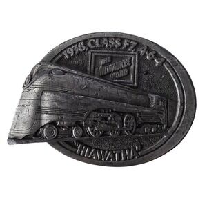 Vintage 1996 GAP Milwaukee Road Hiawatha Class F7 4-6-4 Pewter Belt Buckle USA